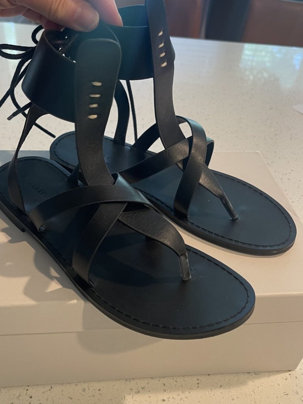NEW Size 6 Women's Black Leather Strappy Sandal - Bohme Brand